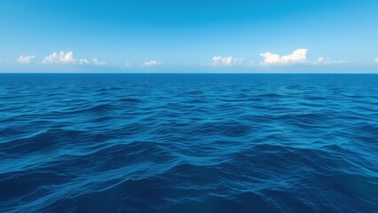 Obraz premium Serene seascape with smooth gradient of blue ocean waves under clear sky, seascape, nature, ocean, smooth, blue