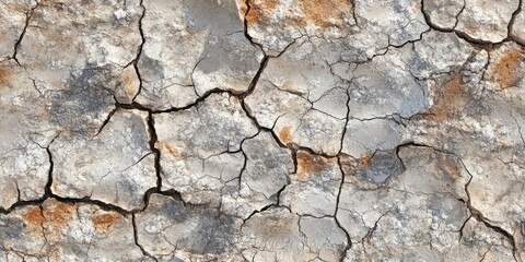 Fototapeta premium Dry cracked ground creates a unique texture for design and serves as an interesting background. This dry cracked ground showcases natural patterns perfect for various creative projects.