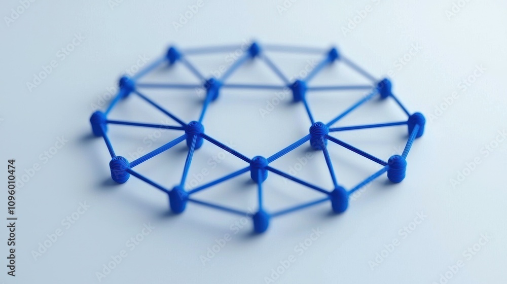 Poster global network connection blue nodes links teamwork collaboration technology concept