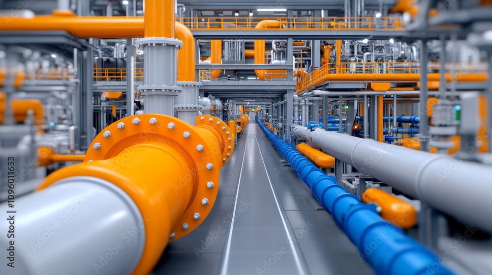 Poster industrial pipeline network: a mesmerizing perspective of an intricate industrial pipeline network, 