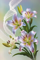 Fototapeta premium beautiful light spectrum lily flowers, flower pattern, lily flower background, created by Generative AI