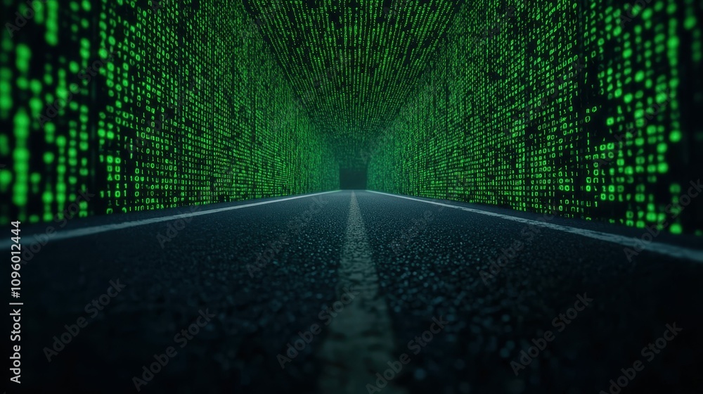 Aufkleber digital highway road to innovation technology data future code binary cyberspace