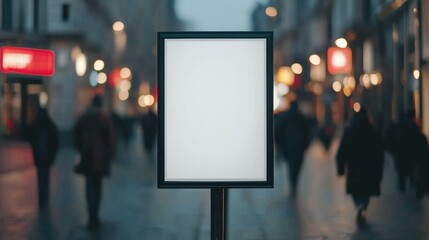 Blank Signboard Mockup  City Street  Night  Advertisement  Signage