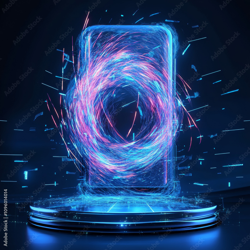 Poster a 3d illustration of 5g wireless high-speed mobile internet, highlighting the technology concept of 