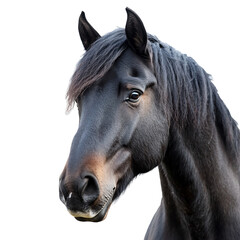 majestic black horse isolated on transparent background.