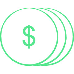 Coins single vector line icon
