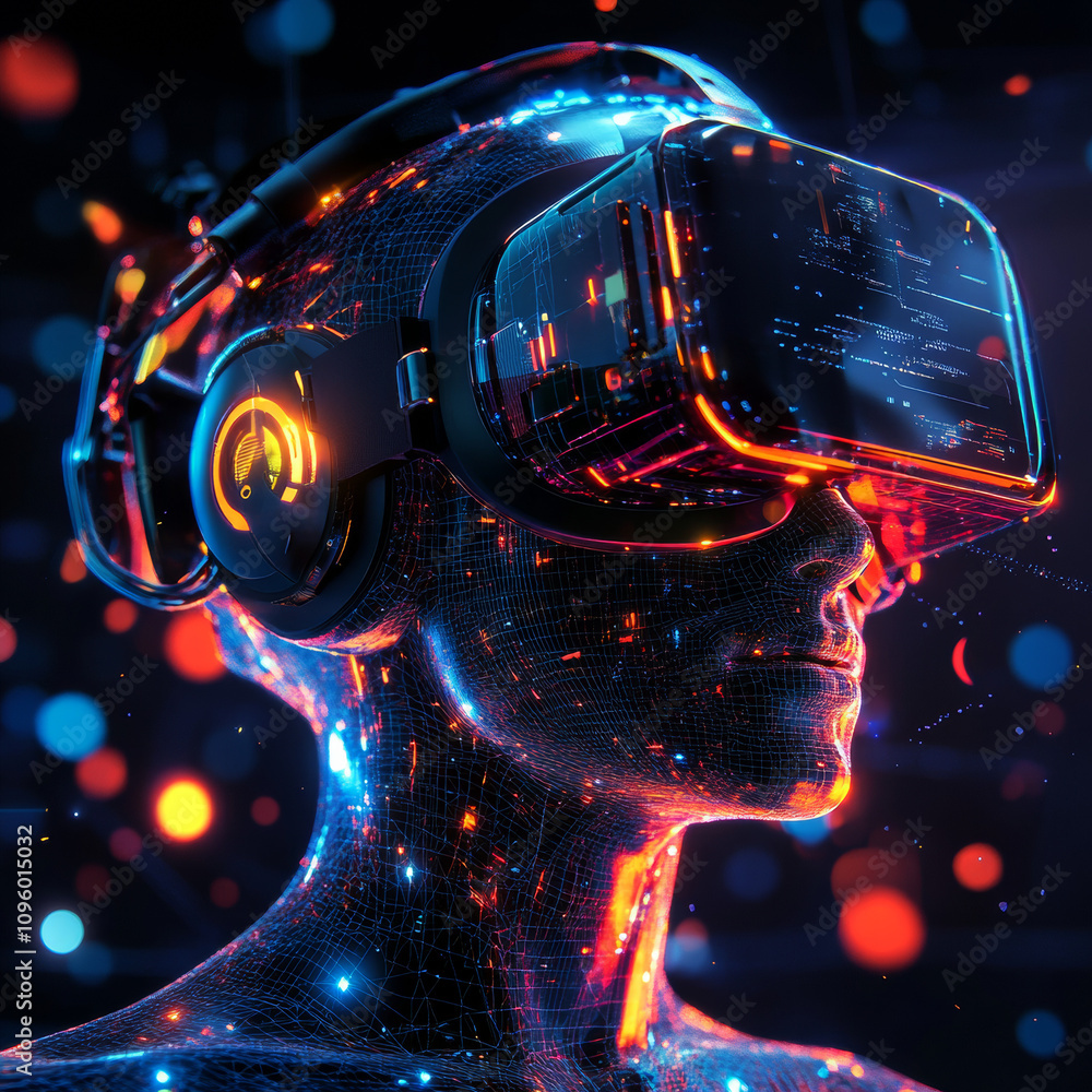Poster a 3d render of extended reality (xr) technology, showcasing a virtual disruption tool concept. the d