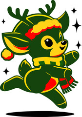 Colorful Reindeer Silhouette Vector Illustration