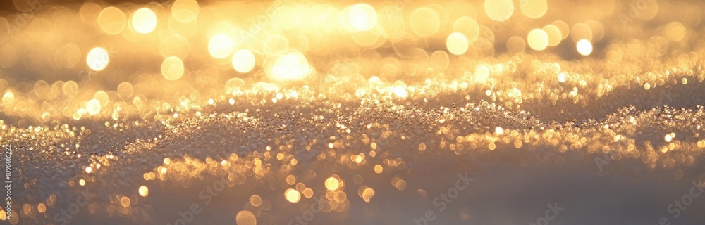 Wall mural Soft Golden Bokeh Lighting Creating a Dreamy Atmosphere at Sunset Over a Sparkling Surface for a Serene and Tranquil Visual Experience in Nature Photography
