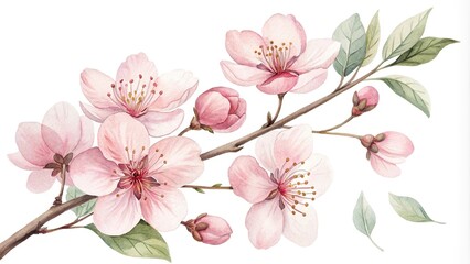 Fototapeta premium Delicate pink blooms in soft watercolor style, gold foil accents, vintage aesthetic, decorative design, flower arrangement, pastel colors