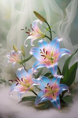 Fototapeta premium beautiful light spectrum lily flowers, flower pattern, lily flower background, created by Generative AI