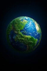 A view of the earth from space with a black background