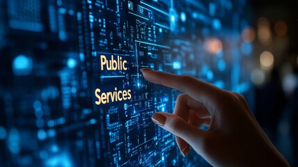 Digital technology and online job search concept with a human touch on a virtual screen or interface. recruitment in screen