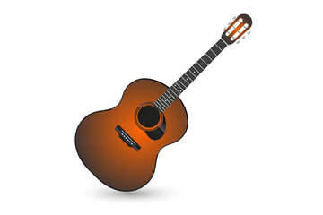 Brown guitar Classic vector-illustration on isolated background. A modern dark brown surface...