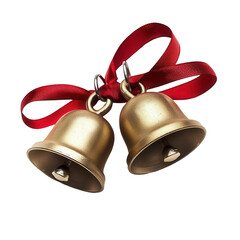 Jingle bells with red ribbon transparent background festive home decor