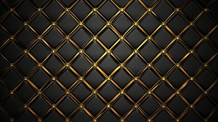 Fototapeta premium Black Background with Golden Net Lines and Squares - A Dark, Elegant, and Luxury Design