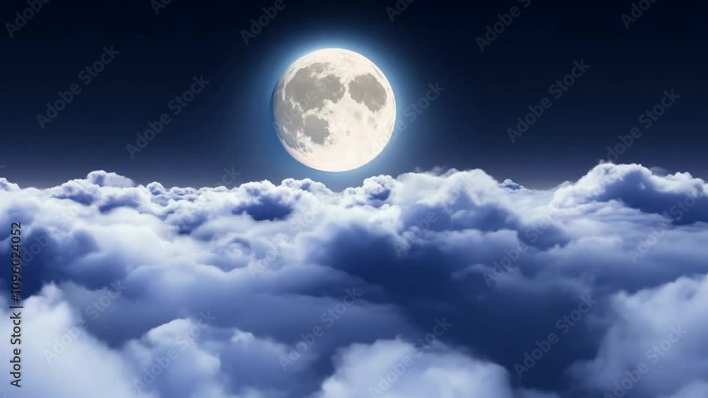Poster the full moon casts a soft glow over a blanket of clouds, illuminating the night sky with a serene a