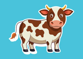 A sweet brown and white cow with big eyes, embodying the spirit of a friendly farm.