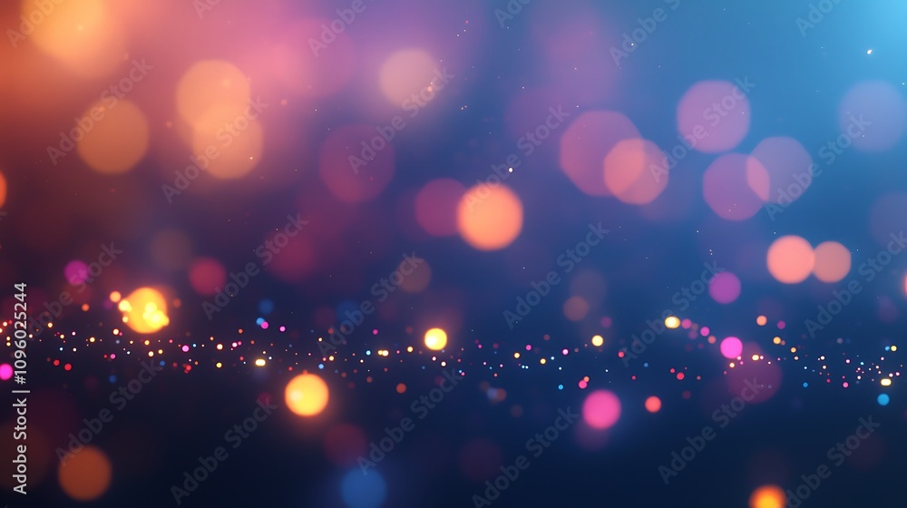 Poster a vibrant display of colorful bokeh lights against a dark background, creating a magical and dreamy 
