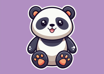An adorable panda sitting cutely, with a playful and inviting look.