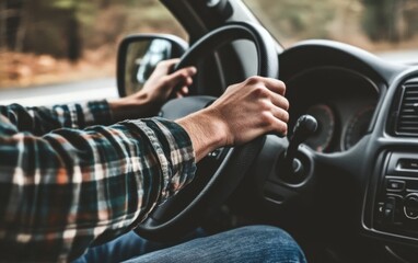 Car drivers keep their hands on the wheel, road trips, highway driving 