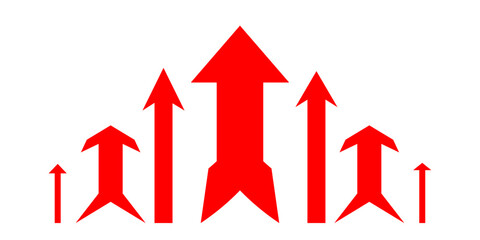 arrows red icon isolated on white background. set of  arrow up sign. upward direction