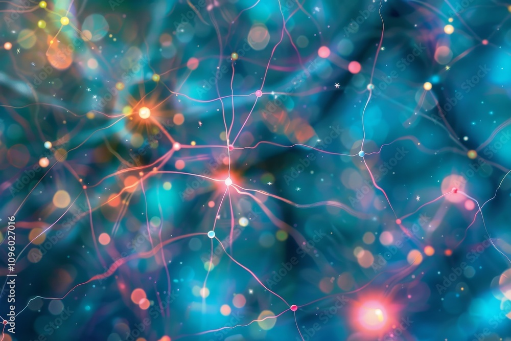 Poster a neural network depicted as a complex, interconnected web, a visual representation of a brain integ