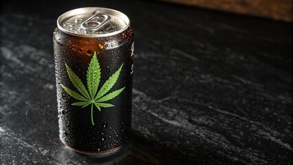 Isolated cannabis cola on black background with subtle texture, packaging, cola