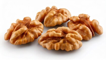  Delicious walnut kernels, isolated on white background isolated on white background 