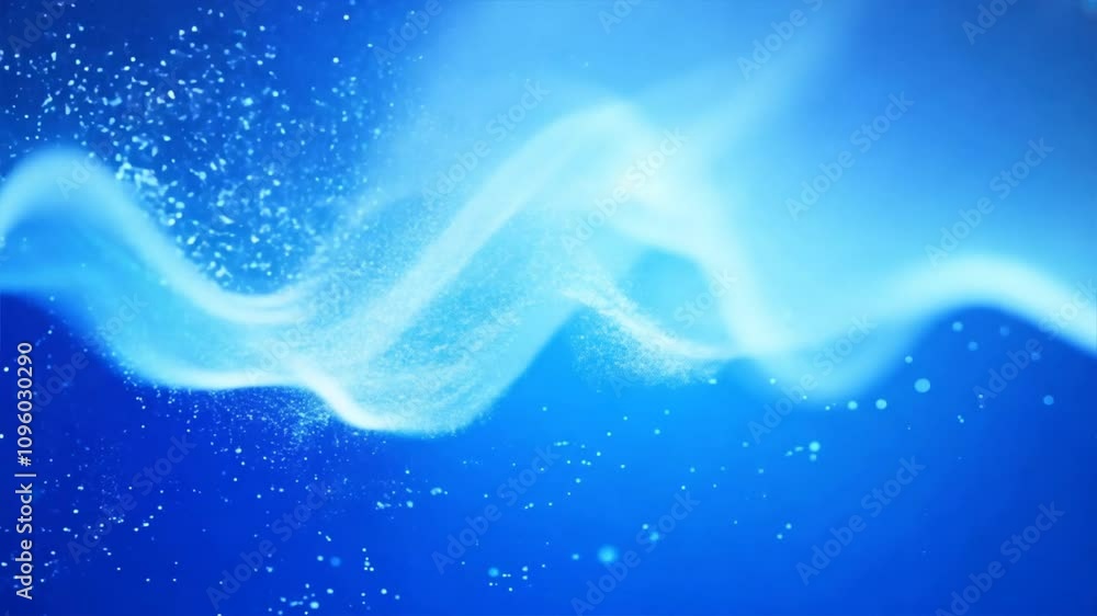 Poster serene blue abstract background with calming waves and sparkling particles digital design texture fo