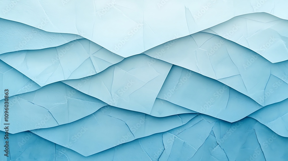 Poster Light Blue Abstract Texture of Overlapping Crumpled Layers Creating a Visual Depth with Soft Shadows and Unique Patterns in a Serene Color Palette