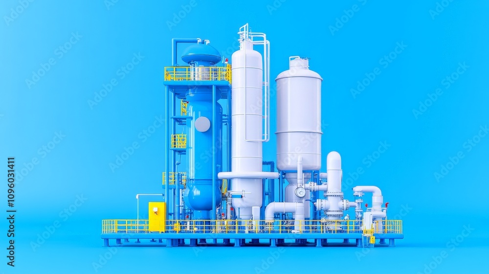Aufkleber industrial complex: a 3d rendering of a towering industrial complex, showcasing the intricate networ