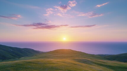 Long-Term Gain shown with a sunset over a horizon, expansive landscape, evoking deep reflection and tranquility.
