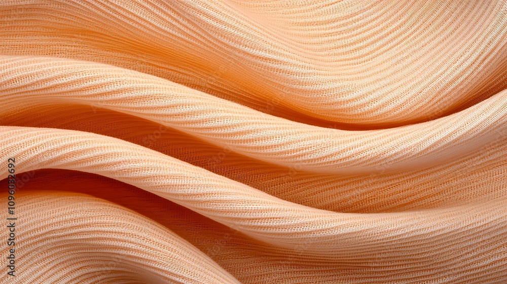 Poster soft peach fabric texture with graceful waves and fluid motion creating an elegant backdrop for fash