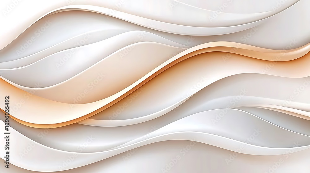 Poster elegant and soft abstract background with gentle curves and waves in shades of white and peach, perf