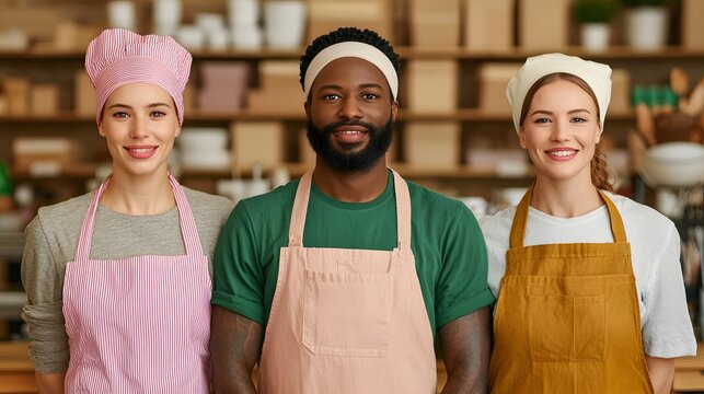 Meet the Culinary Creators: A Diverse Trio Bringing Passion and Flavor to the Food Scene Together. Creative Economy Concept