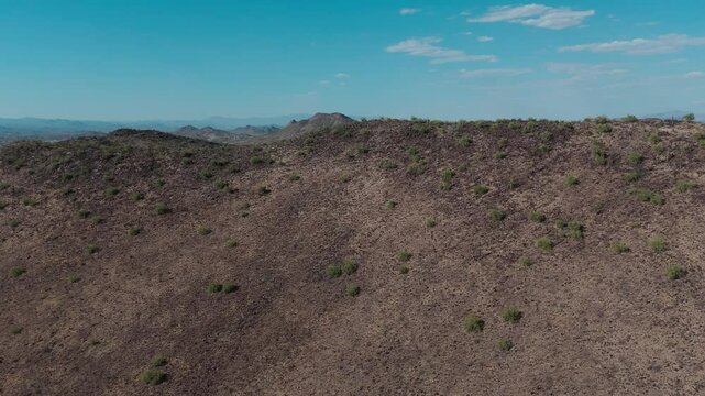 Aerial footage of the Thunderbird Conservation Park on a sunny day in Glendale, Arizona, USA