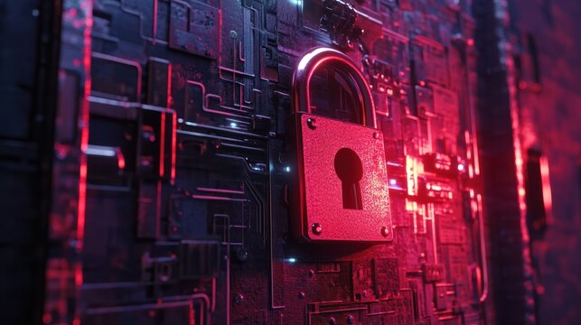 cybersecurity concept, user privacy security and encryption, secure internet access Future technology and cybernetics, screen padlock.