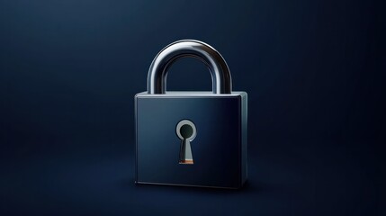 Digital padlock for computing system on dark blue background, cyber security technology for fraud...