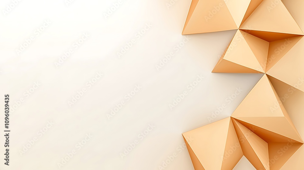 Poster Geometric Abstract Background with Triangular Shapes in Soft Peach and Cream Tones for Modern Design Projects and Textures