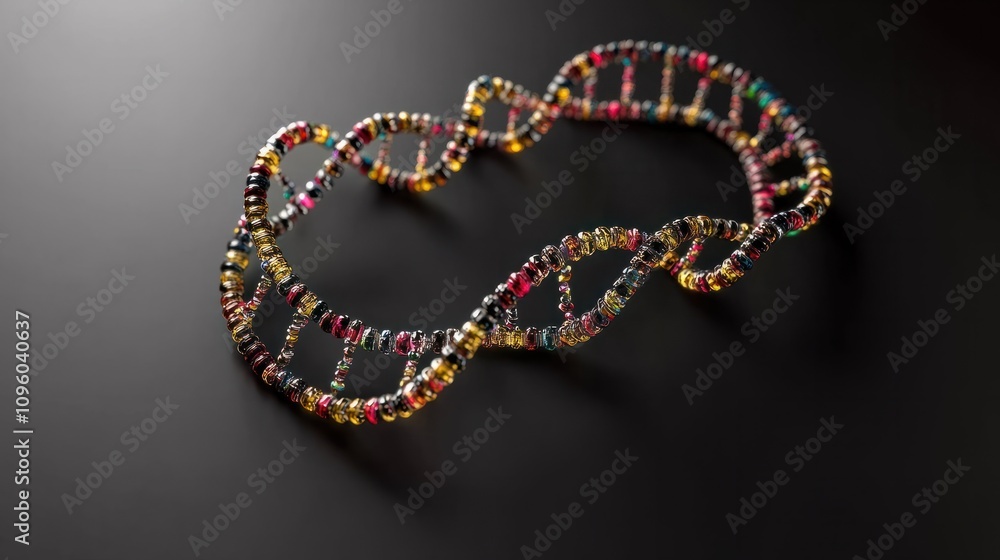 Poster image of digital data processing and dna strands on black background