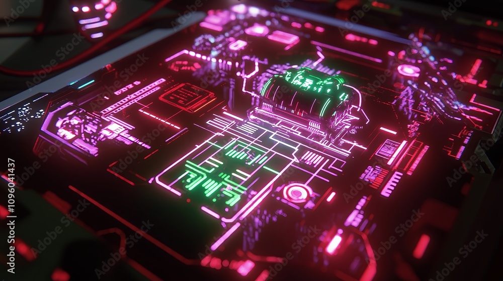 Poster close-up of a glowing holographic interface with digital grids.