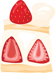 Strawberry cake on white background. Vector illustration.