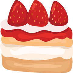 Strawberry cake on white background. Vector illustration.