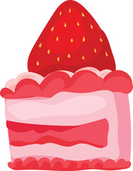 Strawberry cake on white background. Vector illustration.