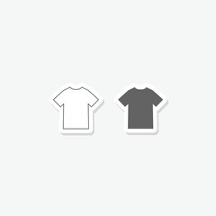 T shirt black and white icon sticker isolated on gray background
