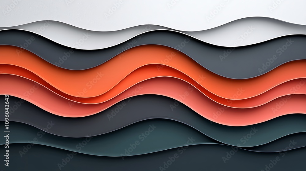 Poster abstract background with graceful waves and layered textures in warm and cool tones for modern desig