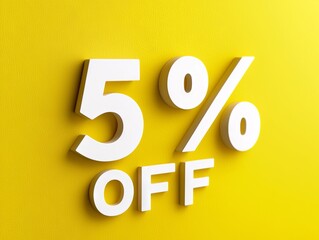 A yellow background with a 5 percent off sign