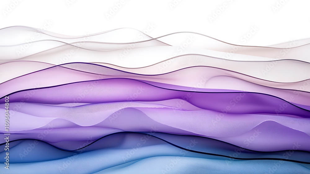 Poster ethereal waves of soft colors flowing in layers of sheer fabric, creating a dreamy and serene abstra