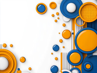 Obraz premium Modern abstract design featuring vibrant orange, blue, and white circular shapes. This geometric composition creates dynamic visual impact, perfect for contemporary art lovers